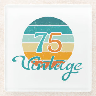 Retro Sunset 75 Vintage Distressed Glass Coaster