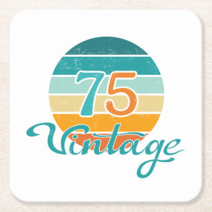 Retro Sunset 75 Vintage Distressed Square Paper Coaster