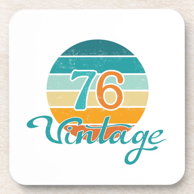 Retro Sunset 76 Vintage Distressed Beverage Coaster (Front)