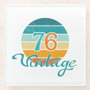 Retro Sunset 76 Vintage Distressed Glass Coaster