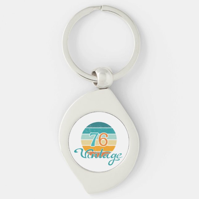 Retro Sunset 76 Vintage Distressed Keychain (Front)