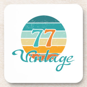 Retro Sunset 77 Vintage Distressed Beverage Coaster