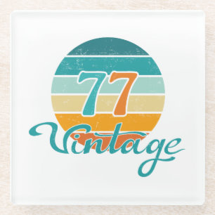 Retro Sunset 77 Vintage Distressed Glass Coaster
