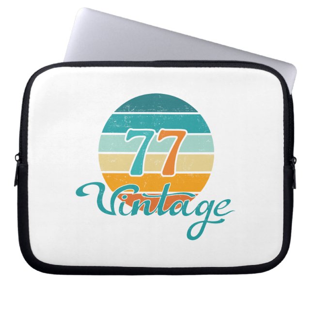 Retro Sunset 77 Vintage Distressed Laptop Sleeve (Front)