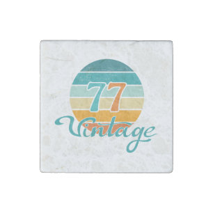 Retro Sunset 77 Vintage Distressed Stone Magnet
