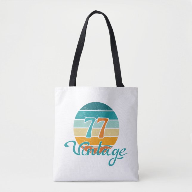 Retro Sunset 77 Vintage Distressed Tote Bag (Front)