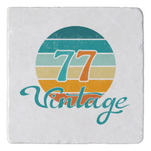 Retro Sunset 77 Vintage Distressed Trivet