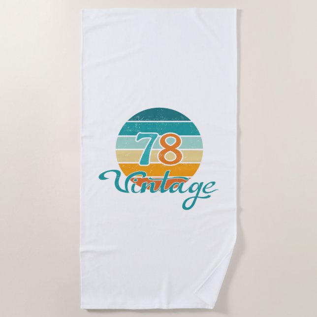 Retro Sunset 78 Vintage Distressed Beach Towel (Front)