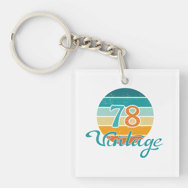 Retro Sunset 78 Vintage Distressed Keychain (Front)