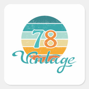 Retro Sunset 78 Vintage Distressed Square Sticker