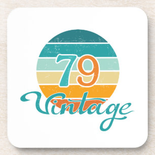 Retro Sunset 79 Vintage Distressed Beverage Coaster