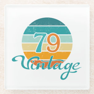 Retro Sunset 79 Vintage Distressed Glass Coaster