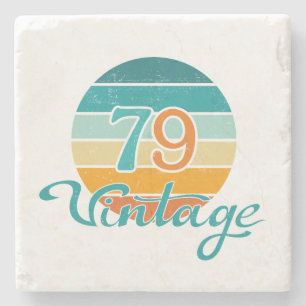 Retro Sunset 79 Vintage Distressed Stone Coaster