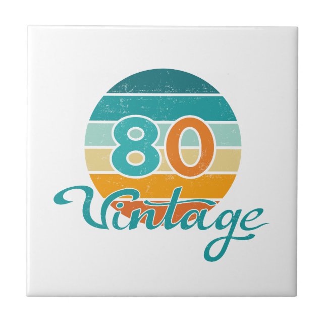 Retro Sunset 80 Vintage Distressed Ceramic Tile (Front)