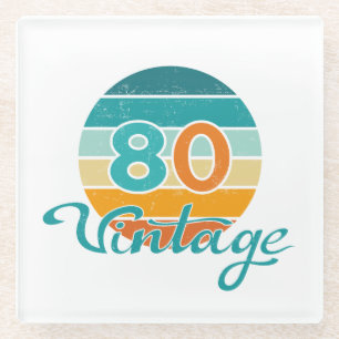 Retro Sunset 80 Vintage Distressed Glass Coaster