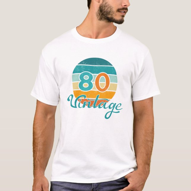 Retro Sunset 80 Vintage Distressed T-Shirt (Front)