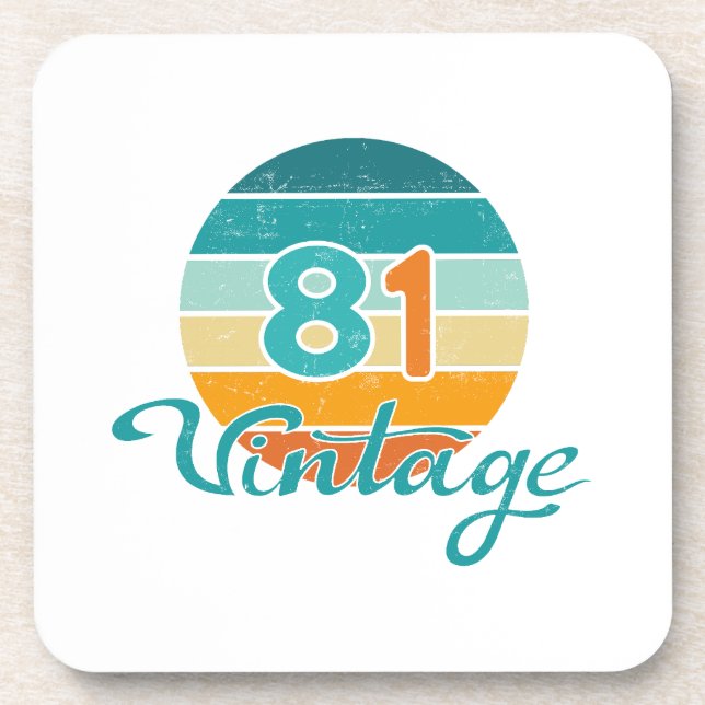 Retro Sunset 81 Vintage Distressed Beverage Coaster (Front)