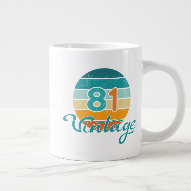 Retro Sunset 81 Vintage Distressed Giant Coffee Mug (Right)