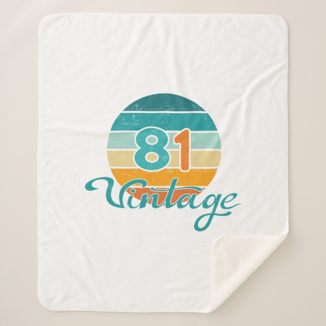Retro Sunset 81 Vintage Distressed Sherpa Blanket (Front)