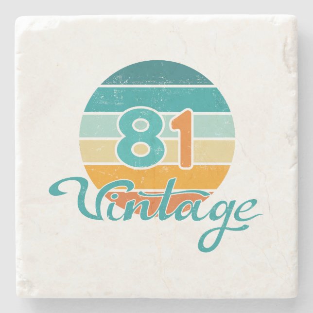 Retro Sunset 81 Vintage Distressed Stone Coaster (Front)
