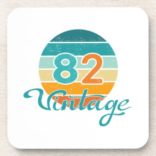 Retro Sunset 82 Vintage Distressed Beverage Coaster