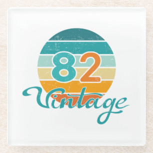 Retro Sunset 82 Vintage Distressed Glass Coaster