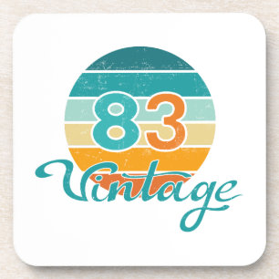Retro Sunset 83 Vintage Distressed Beverage Coaster