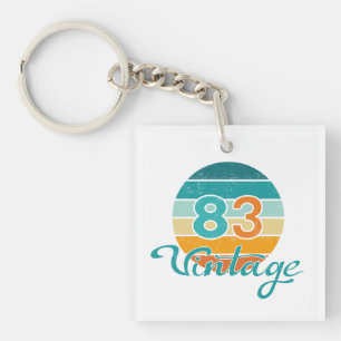 Retro Sunset 83 Vintage Distressed Keychain