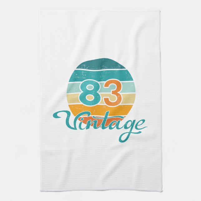 Retro Sunset 83 Vintage Distressed Kitchen Towel (Vertical)