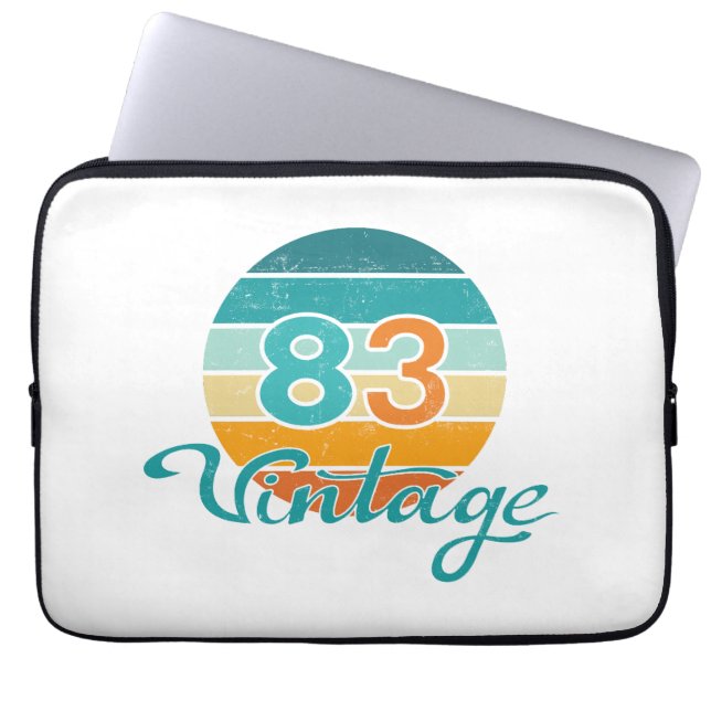 Retro Sunset 83 Vintage Distressed Laptop Sleeve (Front)