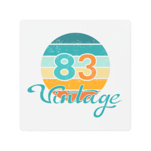 Retro Sunset 83 Vintage Distressed Metal Print