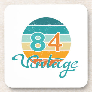 Retro Sunset 84 Vintage Distressed Beverage Coaster