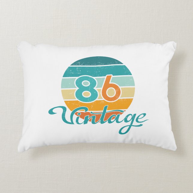 Retro Sunset 86 Vintage Distressed Accent Pillow (Front)