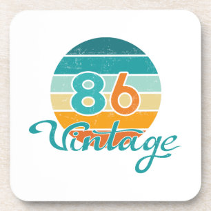 Retro Sunset 86 Vintage Distressed Beverage Coaster