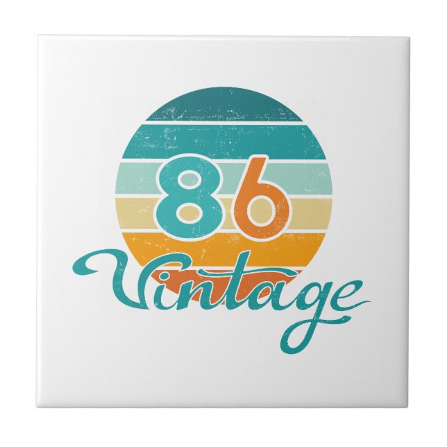 Retro Sunset 86 Vintage Distressed Ceramic Tile (Front)
