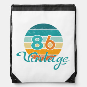 Retro Sunset 86 Vintage Distressed Drawstring Bag