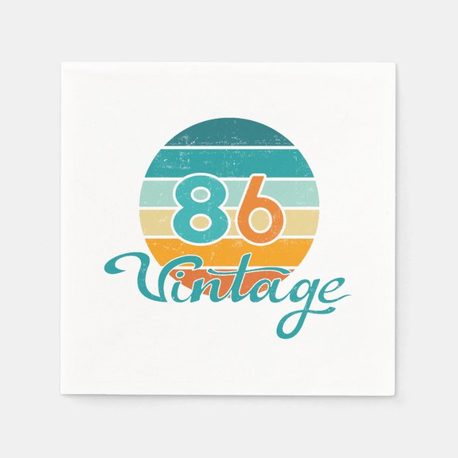 Retro Sunset 86 Vintage Distressed Napkins (Front)