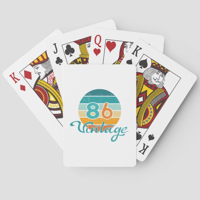 Retro Sunset 86 Vintage Distressed Poker Cards (Back)