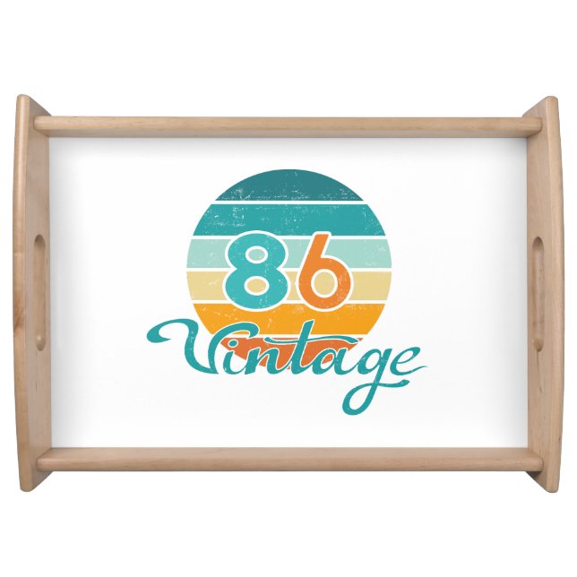 Retro Sunset 86 Vintage Distressed Serving Tray (Front)