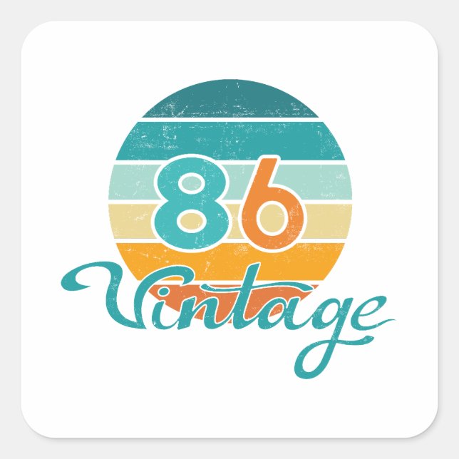 Retro Sunset 86 Vintage Distressed Square Sticker (Front)