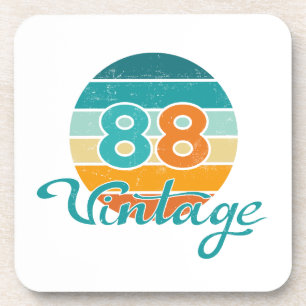 Retro Sunset 88 Vintage Distressed Beverage Coaster