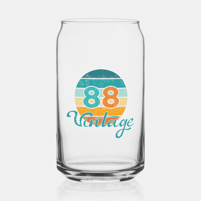 Retro Sunset 88 Vintage Distressed Can Glass (Back)