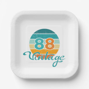 Retro Sunset 88 Vintage Distressed Paper Plates