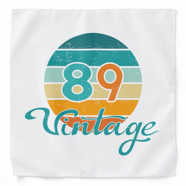 Retro Sunset 89 Vintage Distressed Bandana (Front)