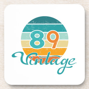 Retro Sunset 89 Vintage Distressed Beverage Coaster