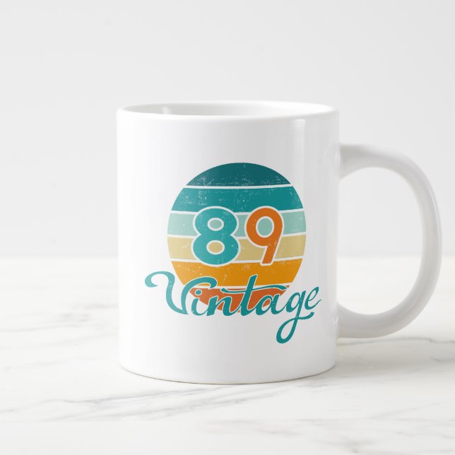 Retro Sunset 89 Vintage Distressed Giant Coffee Mug (Right)