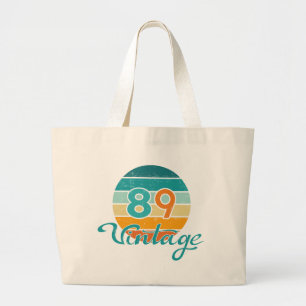 Retro Sunset 89 Vintage Distressed Large Tote Bag