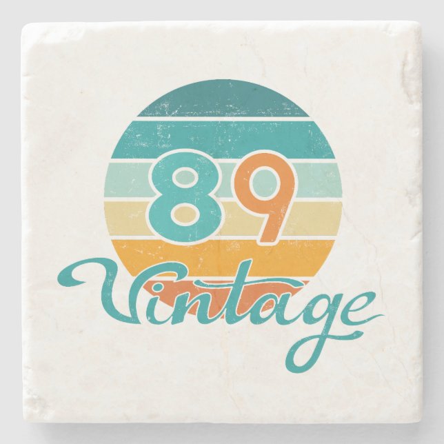Retro Sunset 89 Vintage Distressed Stone Coaster (Front)