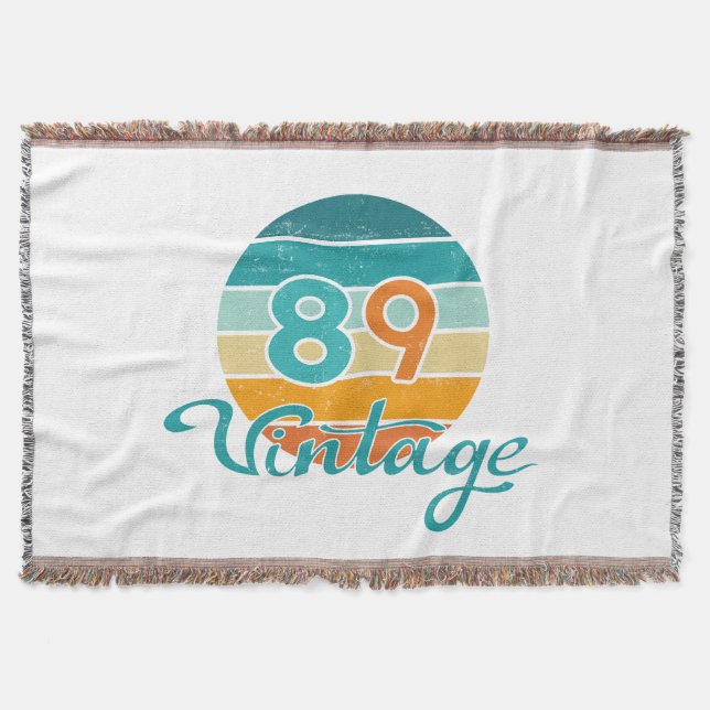 Retro Sunset 89 Vintage Distressed Throw Blanket (Front)