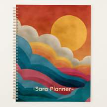 Retro Sunset Abstract Planner | Custom Name
